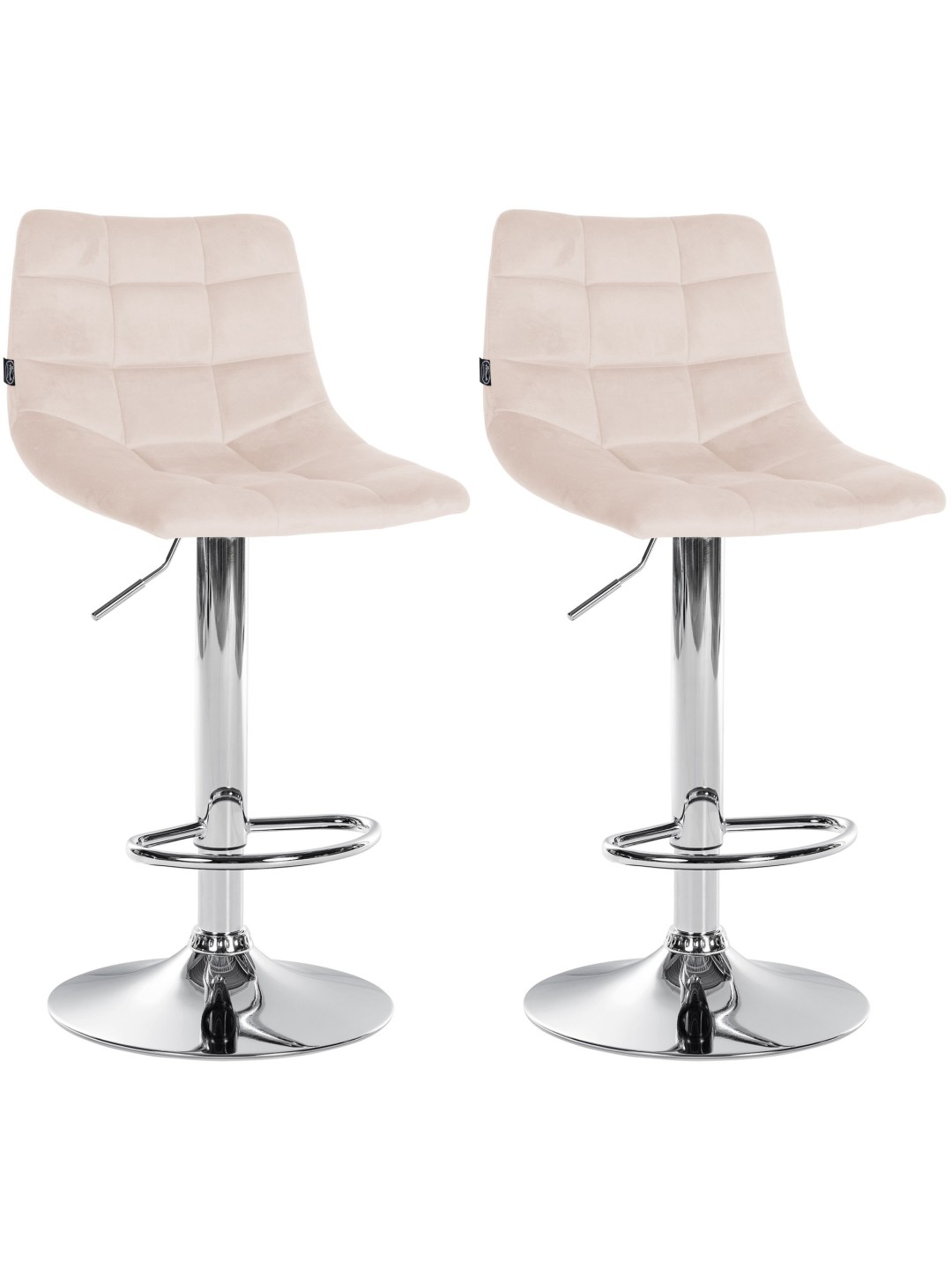 Sæt med 2 barstole Jerry velour chrome, beige
