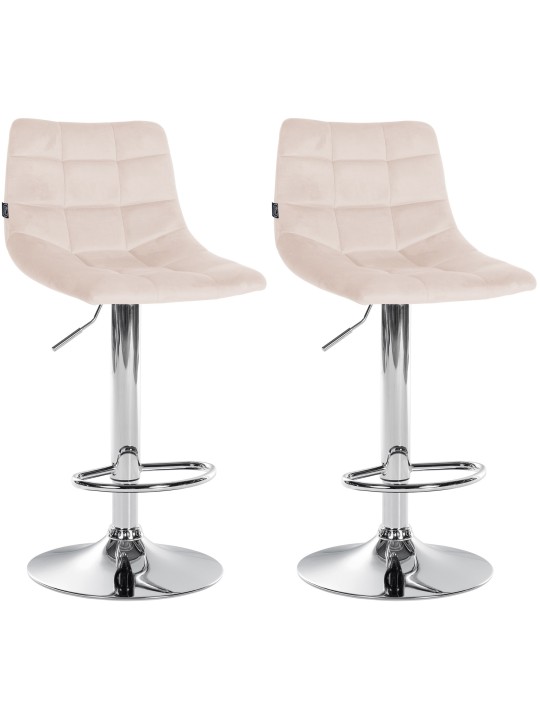 Sæt med 2 barstole Jerry velour chrome, beige