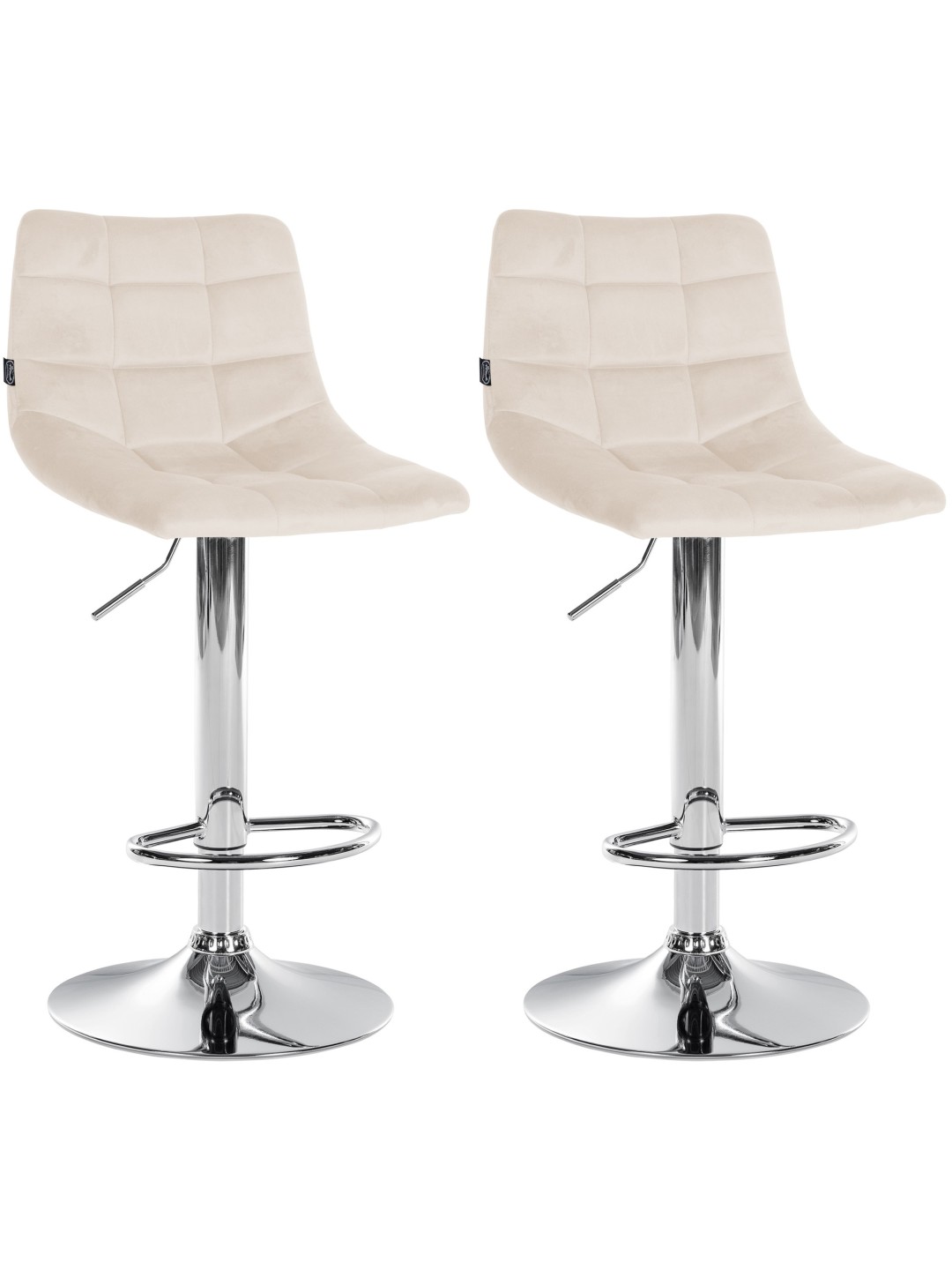 Sæt med 2 barstole Jerry velour chrome, creme