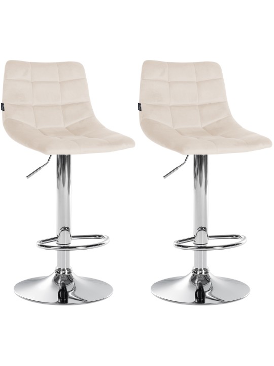 Sæt med 2 barstole Jerry velour chrome, creme