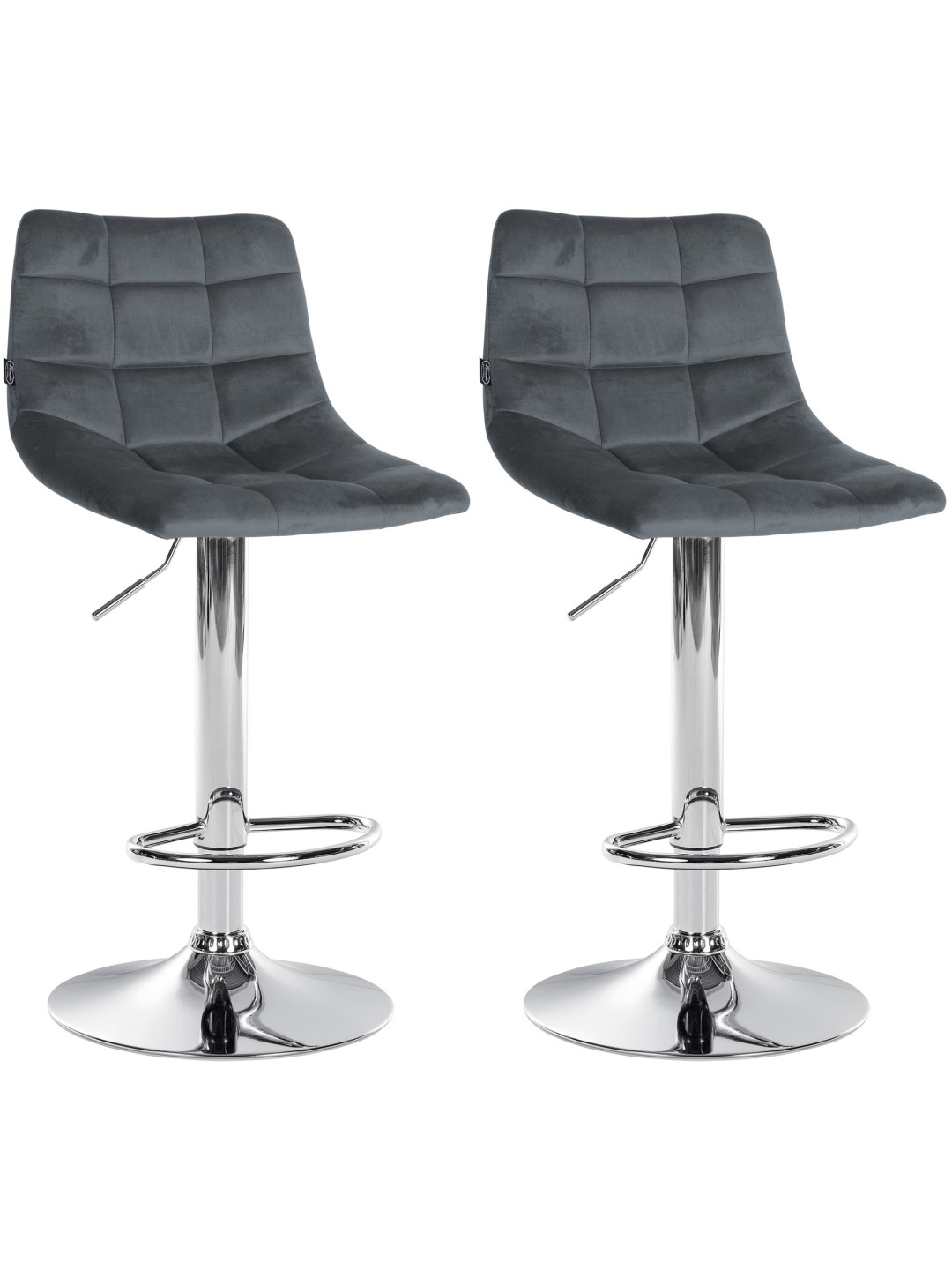 Sæt med 2 barstole Jerry velour chrome, mørkegrå