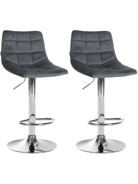 Sæt med 2 barstole Jerry velour chrome, mørkegrå