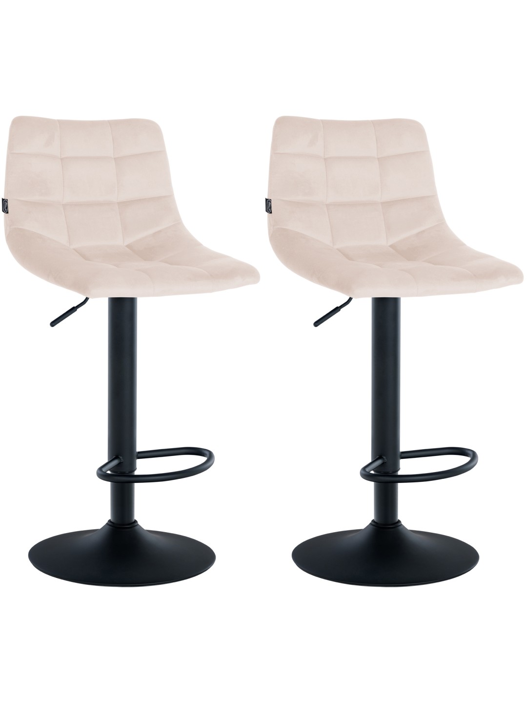 Sæt med 2 barstole Jerry velvet, beige