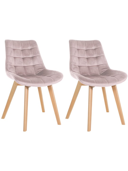 Sæt med 2 stole Brook velvet, pink