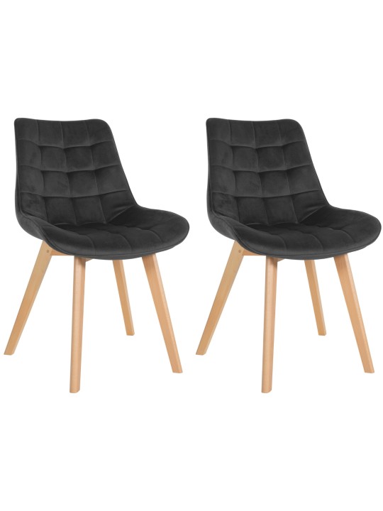Sæt med 2 stole Brook velvet, sort
