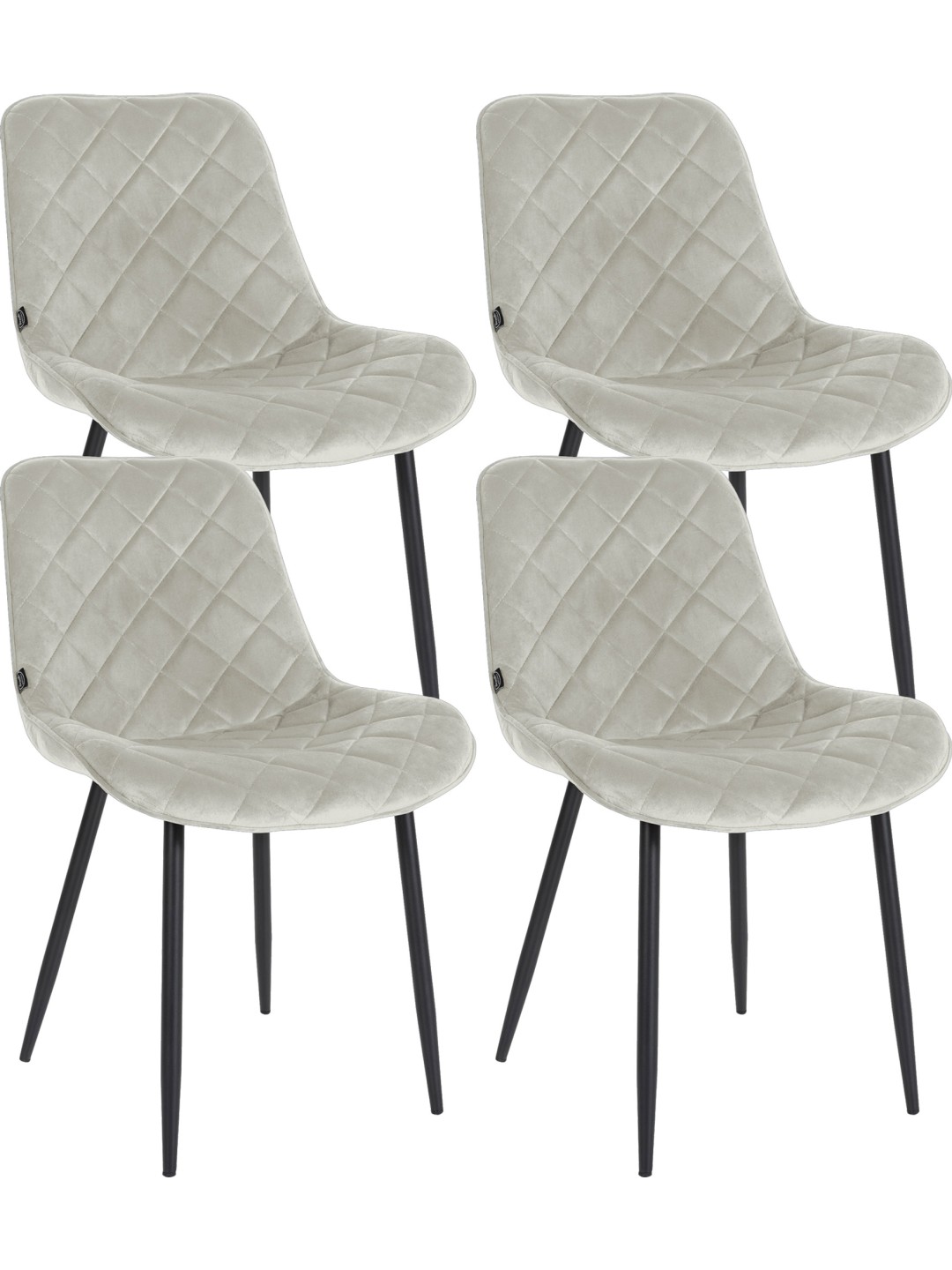 Sæt med 4 stole Springs Velvet, creme