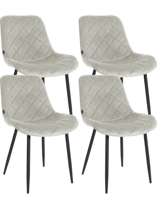 Sæt med 4 stole Springs Velvet, creme