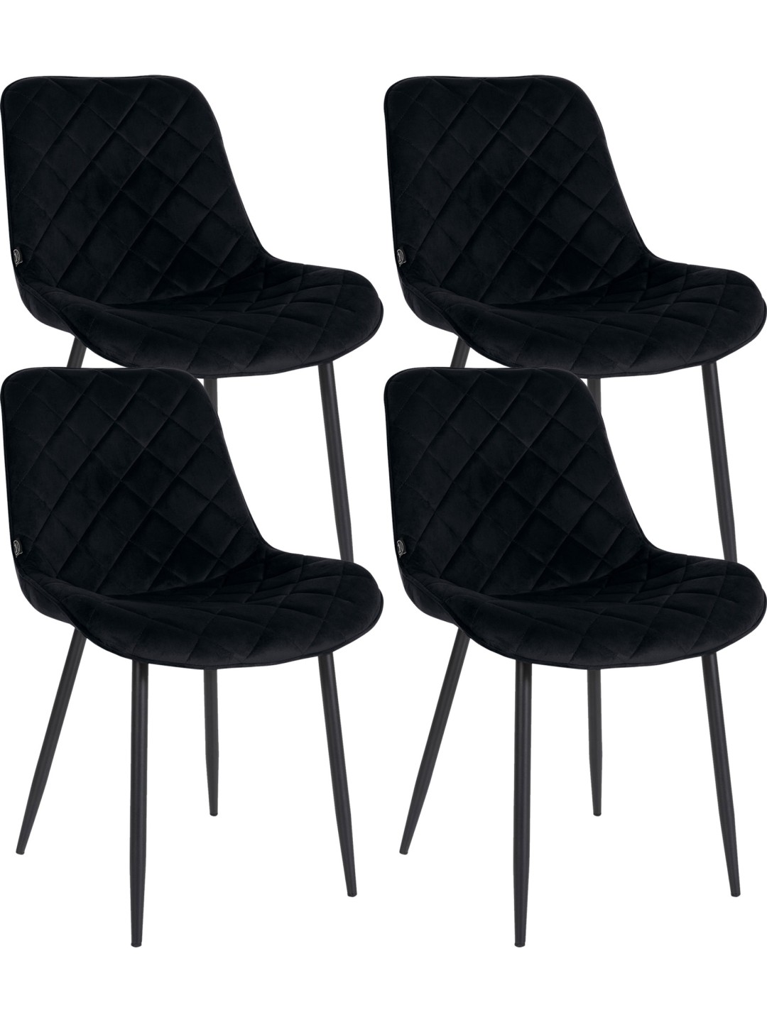 Sæt med 4 stole Springs Velvet, sort