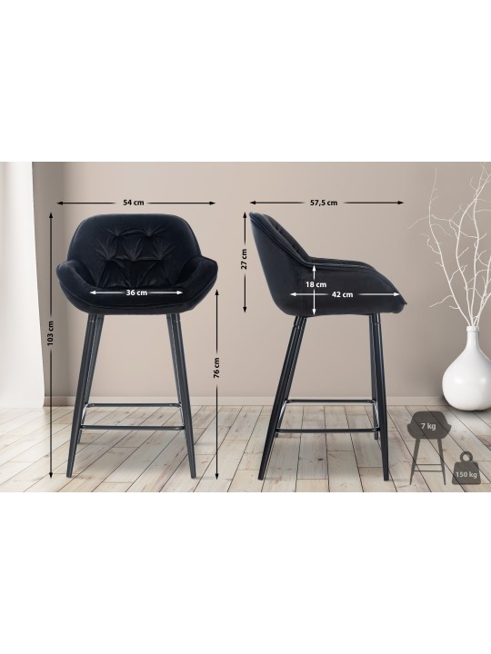 Sæt med 2 barstole Gibson 76 velvet, sort Sæt med 2 barstole Gibson 76 velvet, sort