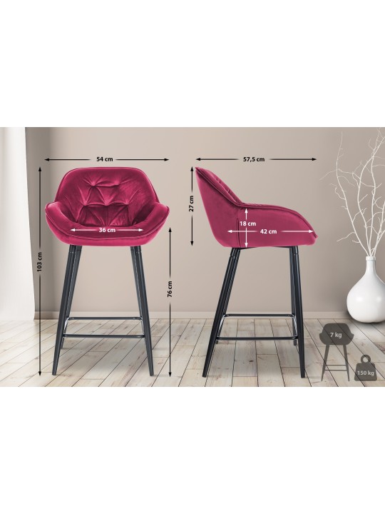 Sæt med 2 barstole Gibson 76 velvet, lilla