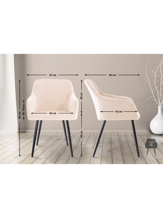 Spisestuestol Shila fløjl, beige Spisestuestol Shila fløjl, beige