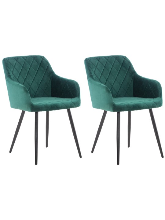Sæt med 2 spisestuestole Shila velvet, grøn