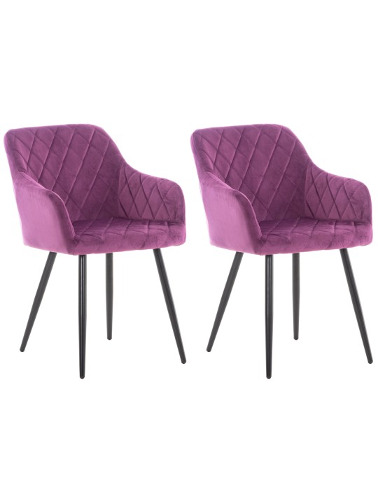Sæt med 2 spisestuestole Shila velvet, lilla