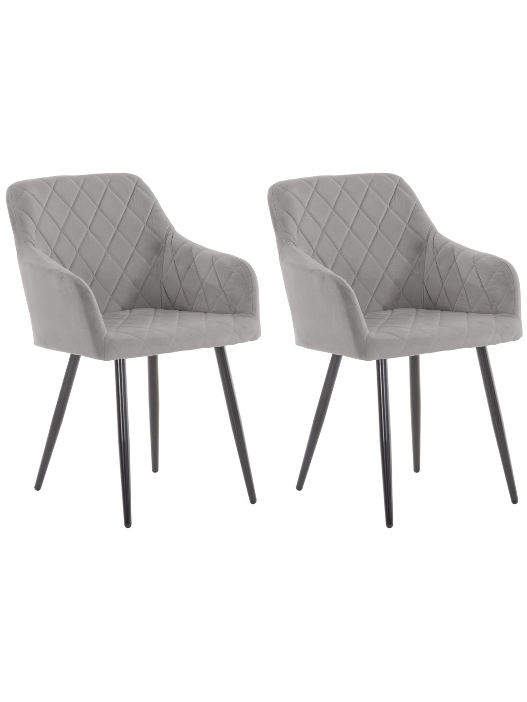 Sæt med 2 spisestuestole Shila velvet, grå