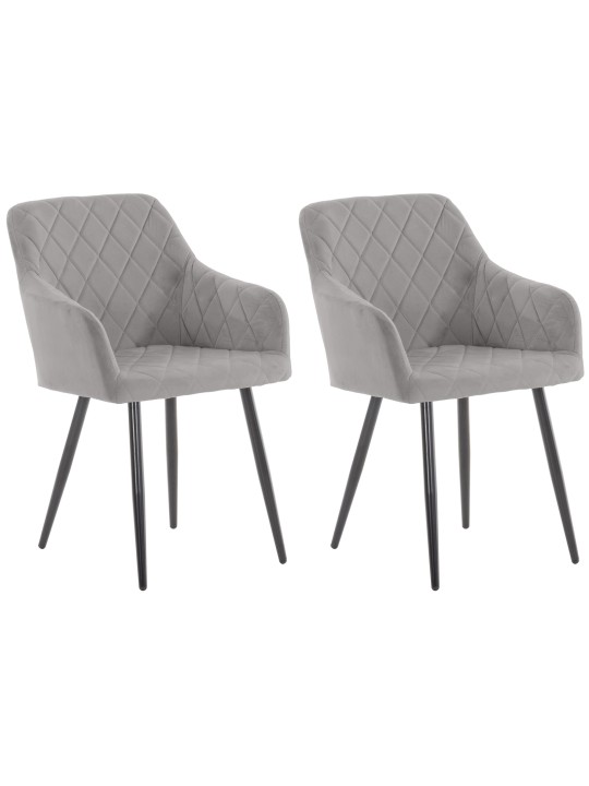 Sæt med 2 spisestuestole Shila velvet, grå