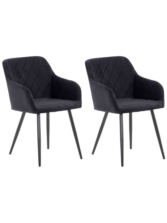 Sæt med 2 spisestuestole Shila velvet, sort