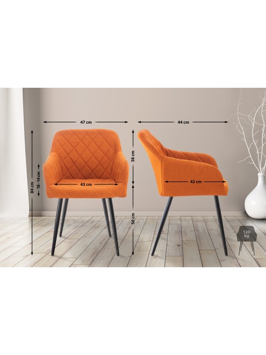 Sæt med 2 spisestuestole Shila stof, orange