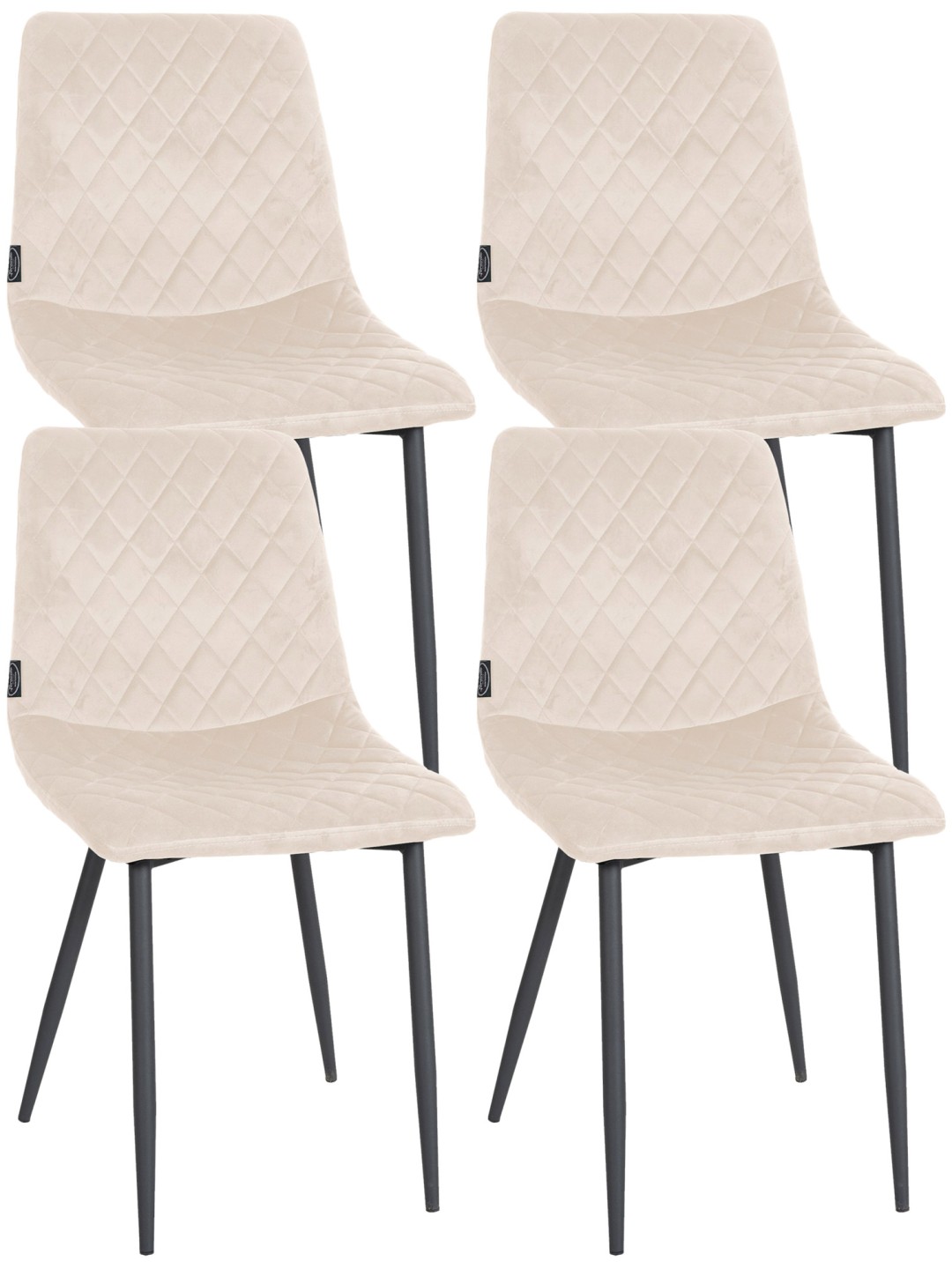 Sæt med 4 stole Telde fløjl, creme