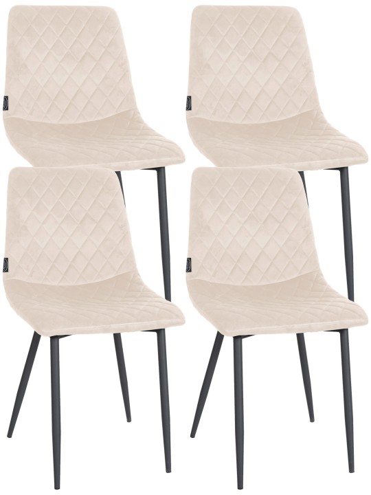 Sæt med 4 stole Telde fløjl, creme Sæt med 4 stole Telde fløjl, creme