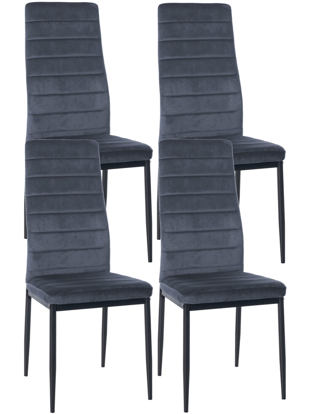 Sæt med 4 spisestuestole Mayfair velvet, lysegrå