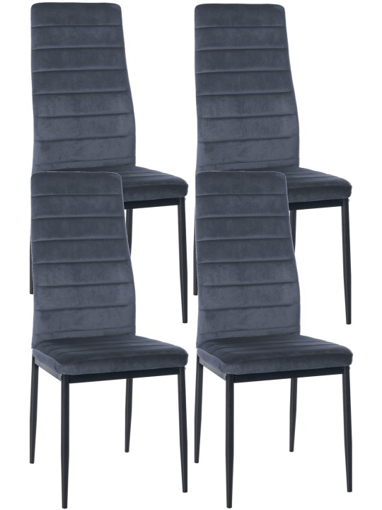 Sæt med 4 spisestuestole Mayfair velvet, lysegrå