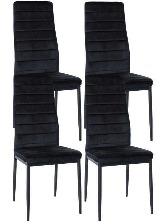 Sæt med 4 spisestuestole Mayfair velvet, sort