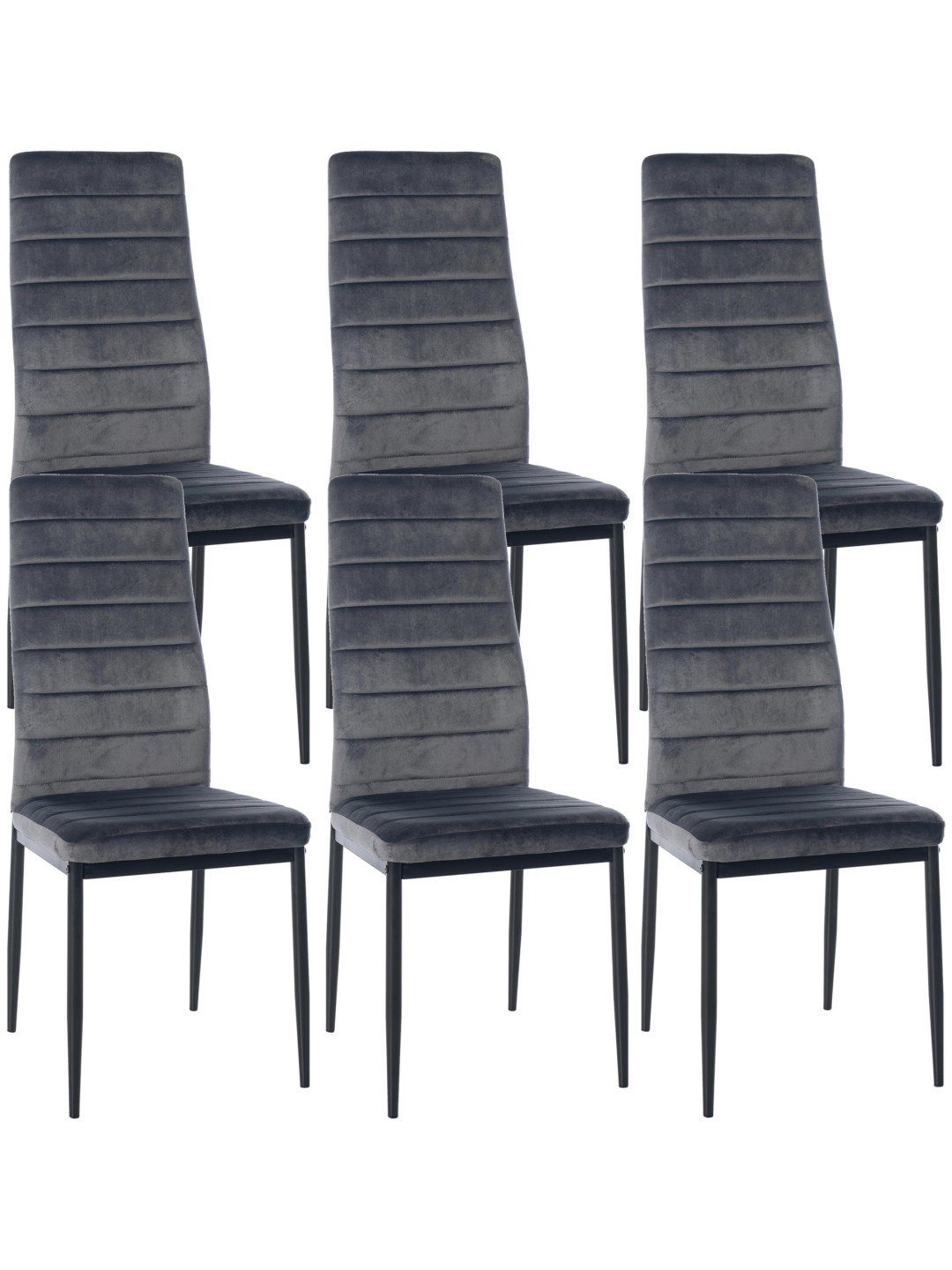 Sæt med 6 spisestuestole Mayfair velvet, grå