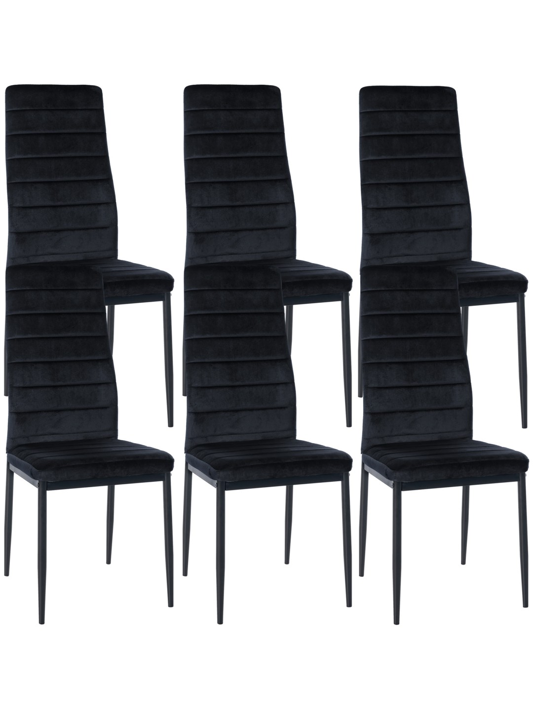 Sæt med 6 spisestuestole Mayfair velvet, sort