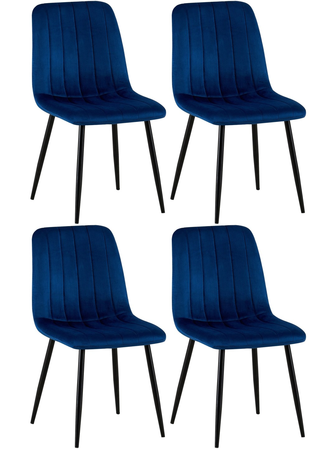 Sæt med 4 stole Dijon fløjl, blå