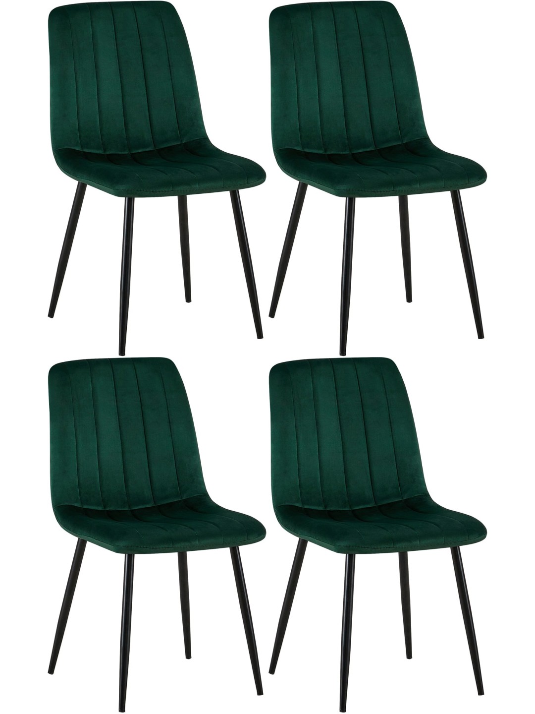 Sæt med 4 stole Dijon fløjl, grøn