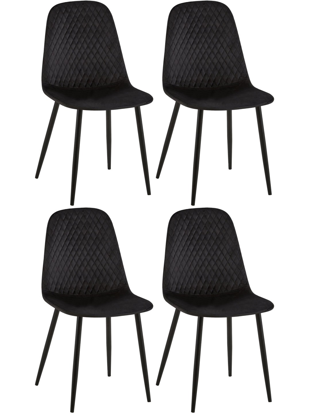 Sæt med 4 stole Giverny velvet, sort