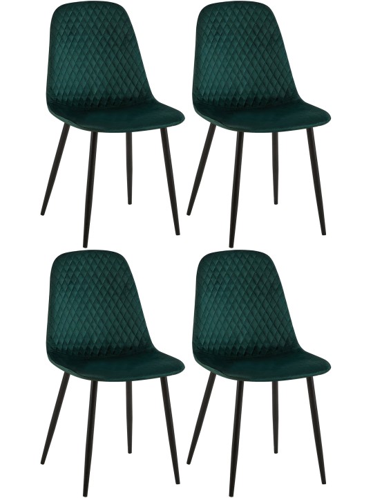 Sæt med 4 stole Giverny velvet, grøn