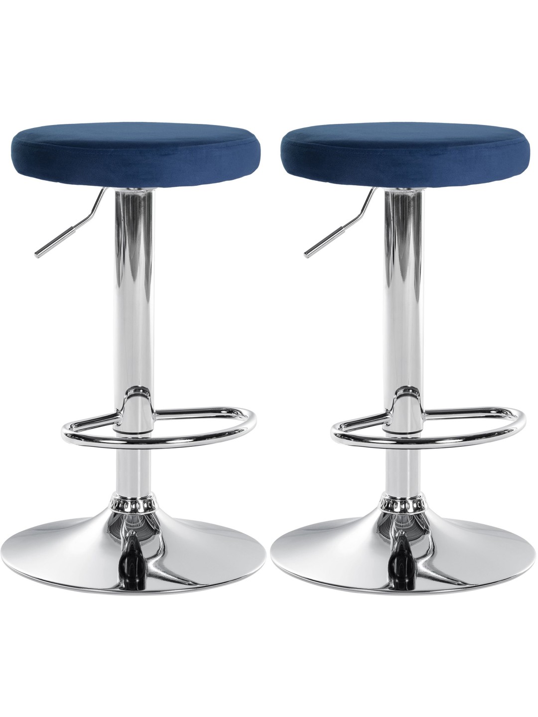 Sæt med 2 barstole Ponte velour chrome, blå
