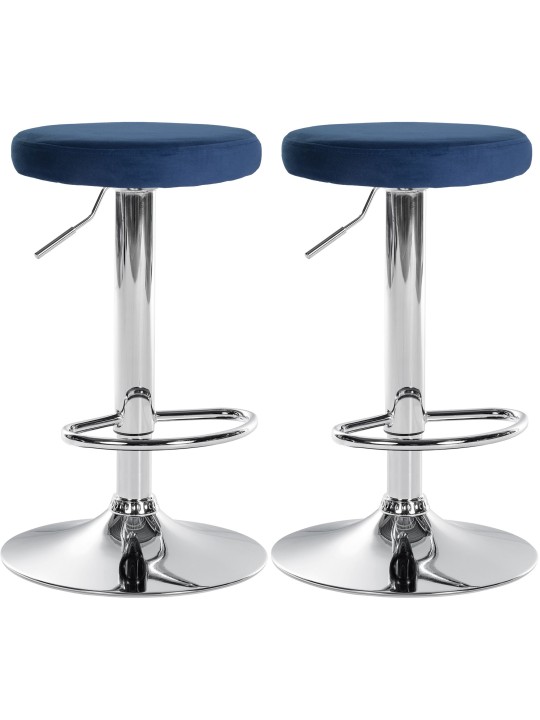 Sæt med 2 barstole Ponte velour chrome, blå