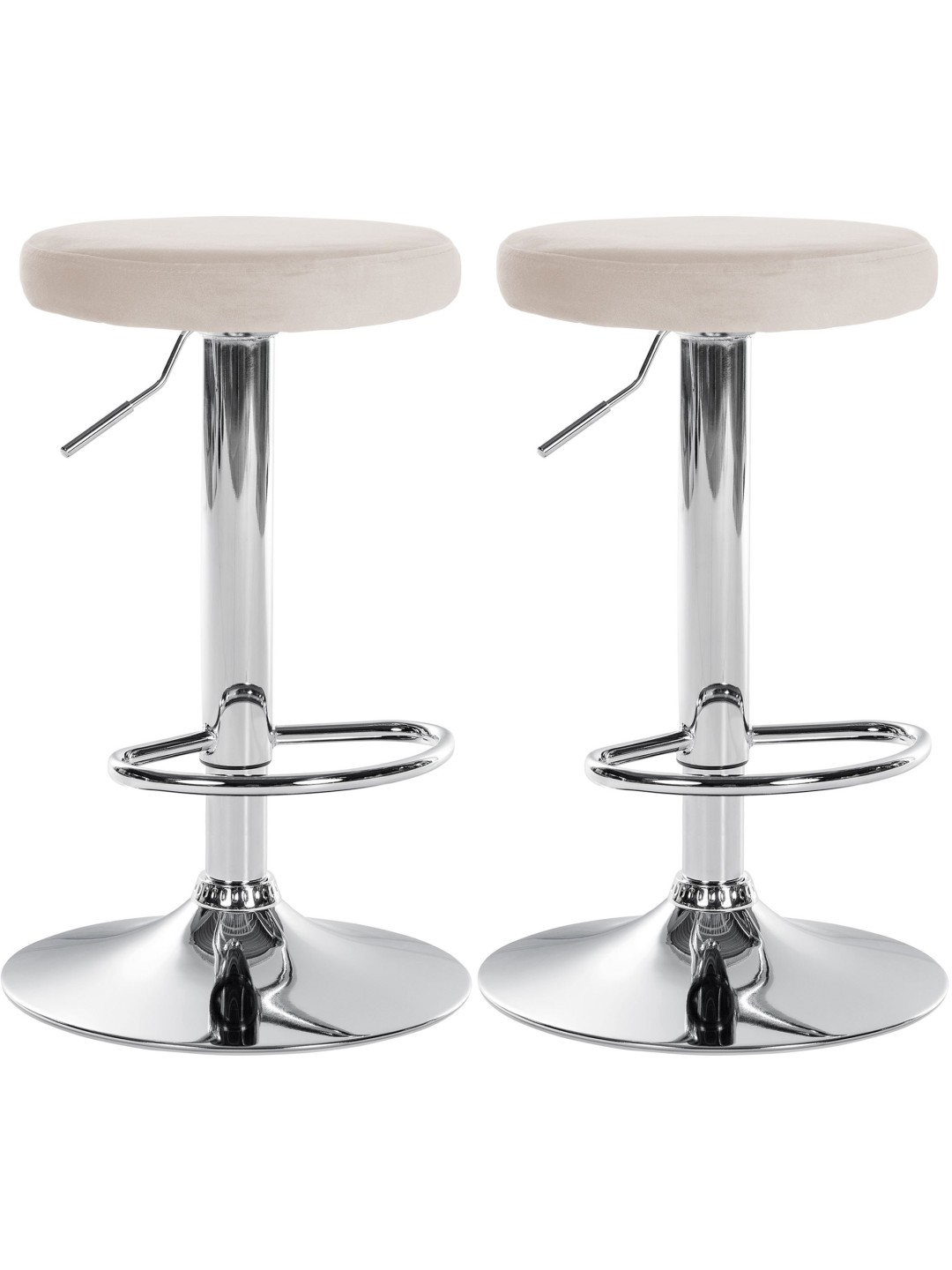 Sæt med 2 barstole Ponte velour chrome, creme