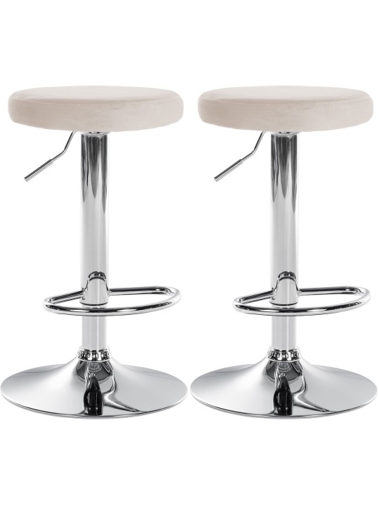 Sæt med 2 barstole Ponte velour chrome, creme