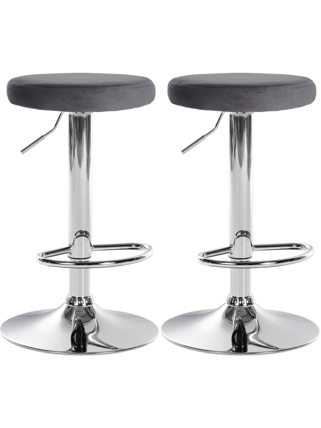 Sæt med 2 barstole Ponte velour chrome, mørkegrå