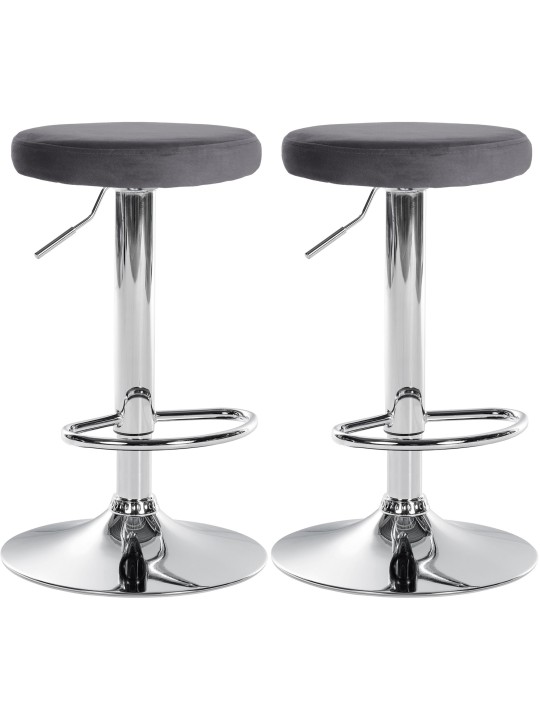 Sæt med 2 barstole Ponte velour chrome, mørkegrå