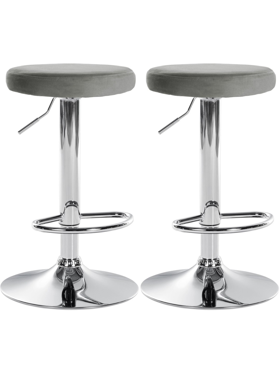Sæt med 2 barstole Ponte velour chrome, grå