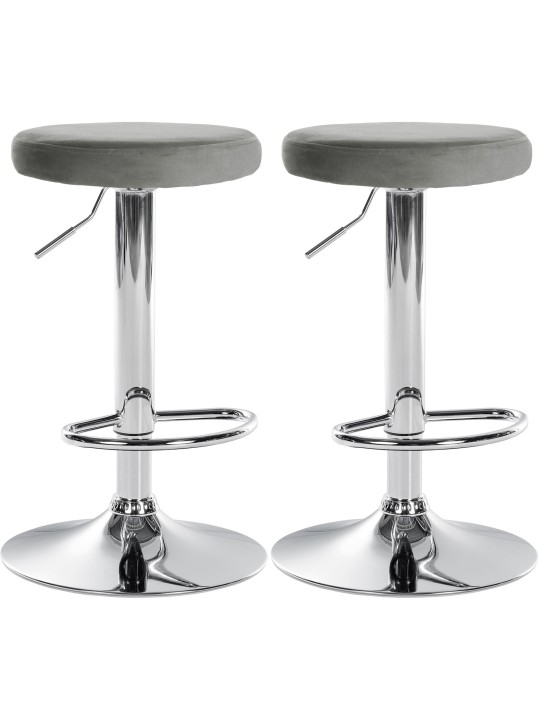 Sæt med 2 barstole Ponte velour chrome, grå