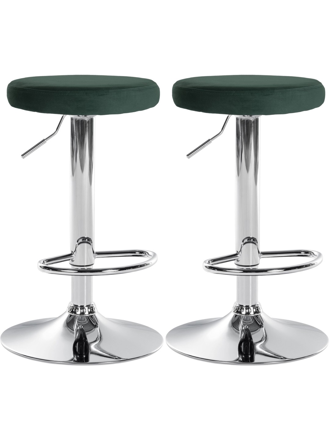 Sæt med 2 barstole Ponte velour chrome, grøn