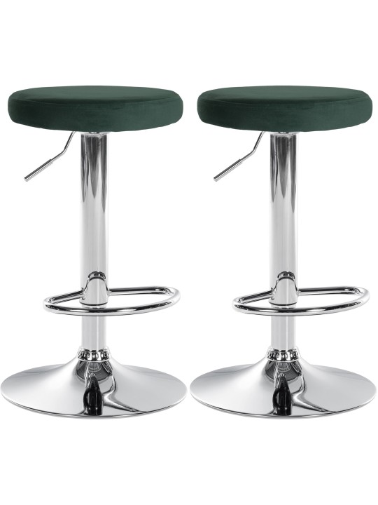 Sæt med 2 barstole Ponte velour chrome, grøn