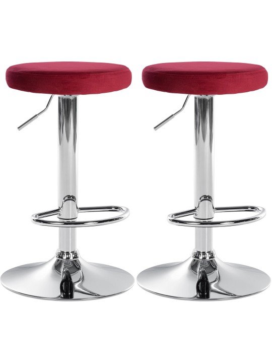 Sæt med 2 barstole Ponte velour chrome, rød
