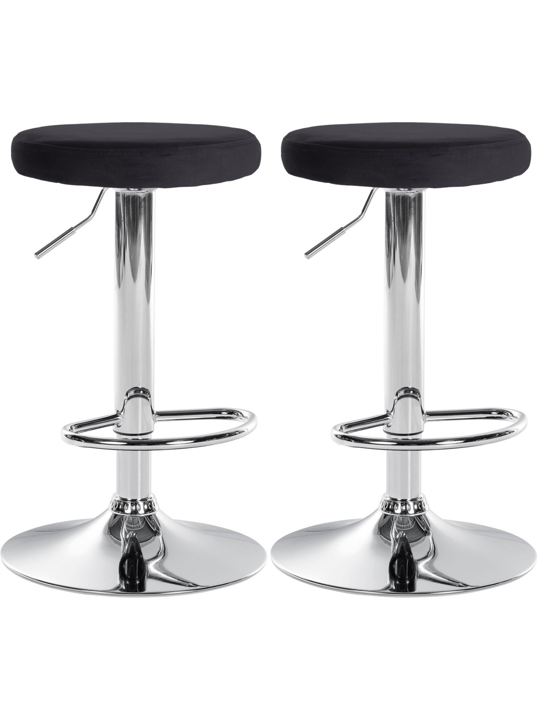 Sæt med 2 barstole Ponte velour chrome, sort