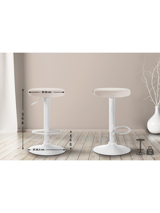 Sæt med 2 barstole Ponte velvet, creme