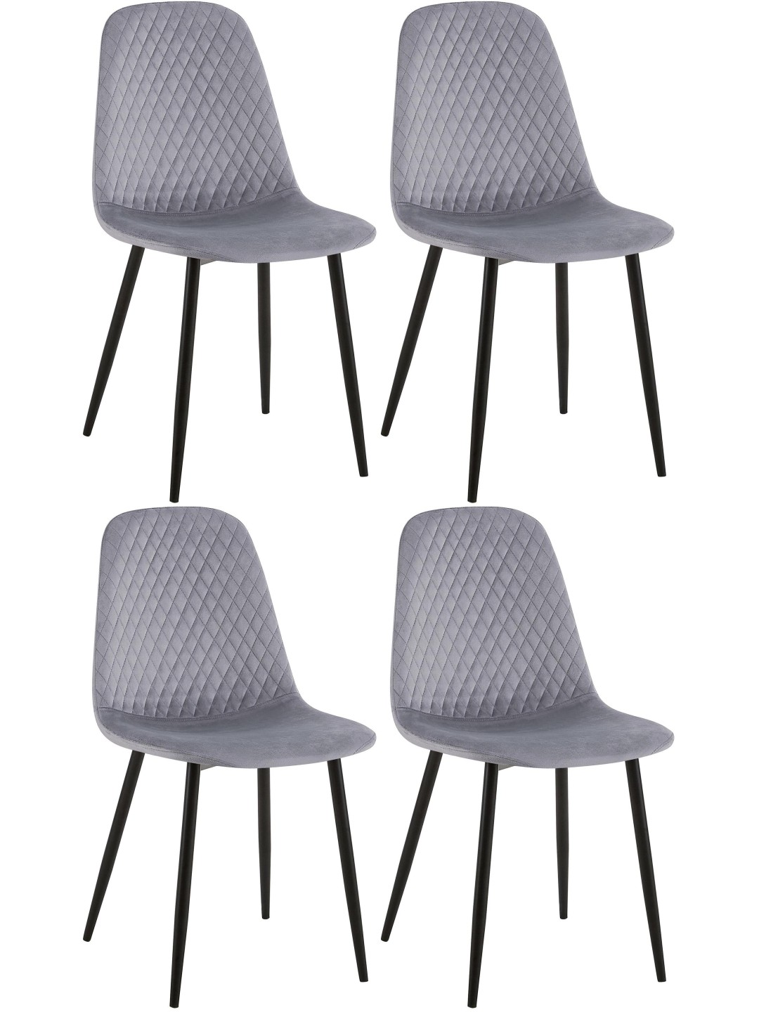 Sæt med 4 stole Giverny velvet, grå