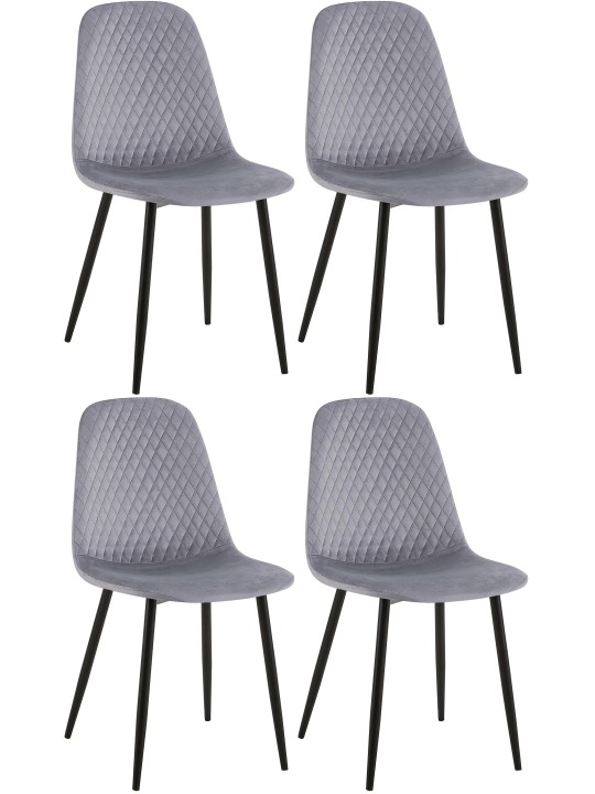Sæt med 4 stole Giverny velvet, grå Sæt med 4 stole Giverny velvet, grå