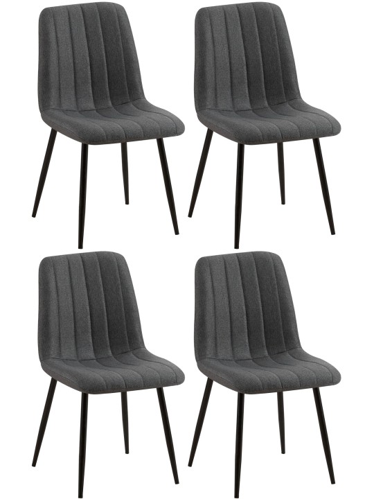 Sæt med 4 stole Dijon stof, mørkegrå