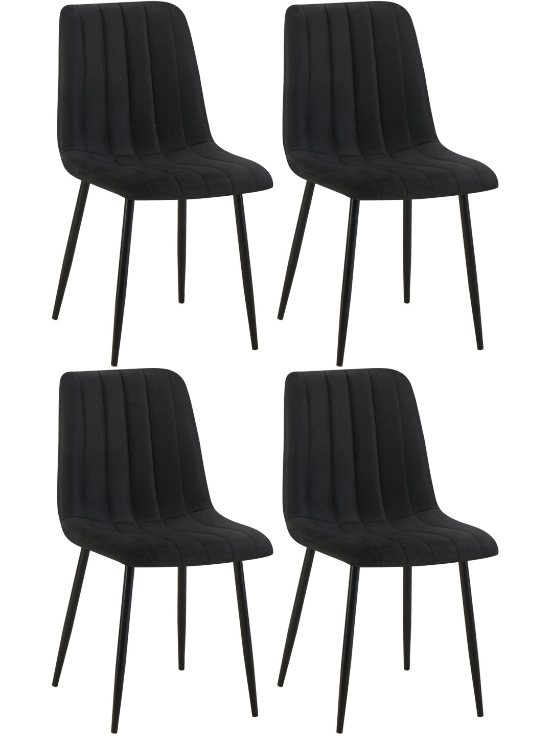 Sæt med 4 stole Dijon stof, sort