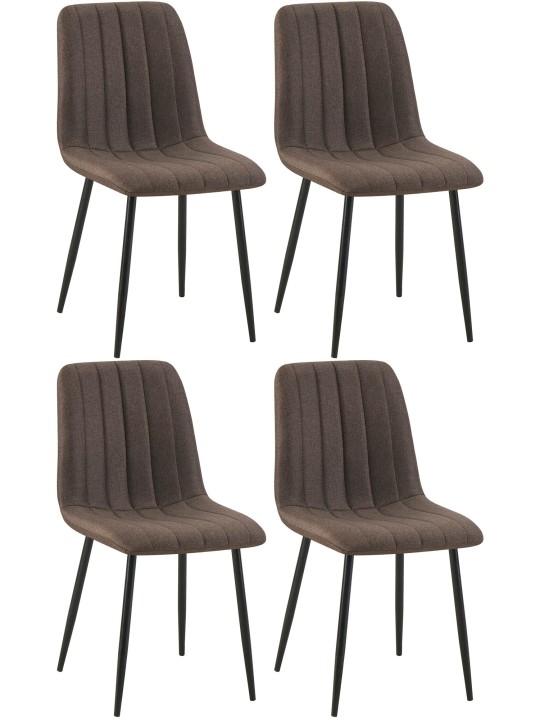 Sæt med 4 stole Dijon stof, brun